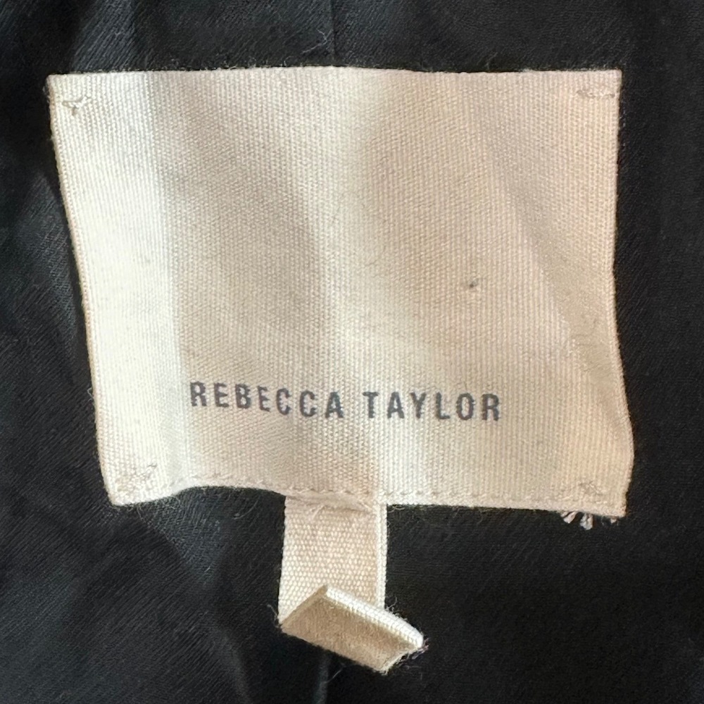 Rebecca Taylor Lurex Tweed Peplum Jacket Small Black White Fringe - Picture 7 of 8